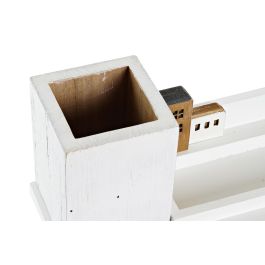 DKD Home Decor Cubilete Urban Blanco Marron Madera 11 x 14 x 28 cm