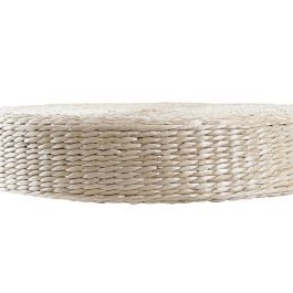 DKD Home Decor Cojín de Suelo Cuadrado Estilo Balinés para Decoración del Hogar, Natural, 60x60x11 cm, Hecho a Mano con Poliéster y Fibra