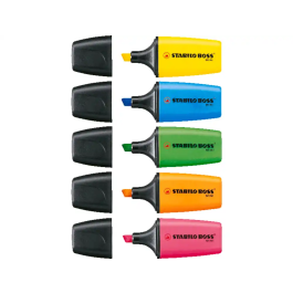 Stabilo Rotulador BOSS mini Estuche 5 Unidades Amarillo, Azul, Naranja, Rosa, Verde Fluorescente Trazo 2-5 mm