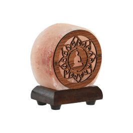 DKD Home Decor Lámpara Sobremesa Árabe Sal del Himalaya y Acacia, Led, Rosa Marrón 5.5 x 10.5 x 9 cm