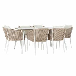 Mesa Terraza Y Jardin DKD Home Decor Beige Blanco 90 x 75 x 160 cm Set de 7