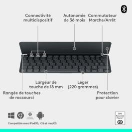 Teclado portátil - Inalámbrico - Logitech - Keys-To-Go 2 - para Ipad - AZERTY - Grafito