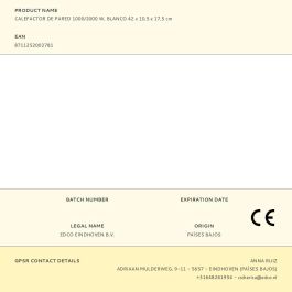 Calefactor de pared 1000/2000 W, blanco 42 x 10,5 x 17,5 cm