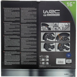 WRC 4 Enjo Bi-colo 16 TURBO Tapacubos para Ruedas de 16 Pulgadas, Juego de 4, Diseño Deportivo Bicolor Negro Mate y Gris Plateado