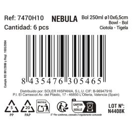 La Mediterranea Bol 250ml Ø10.2x6.5cm Nebula Md (24 Unidades)
