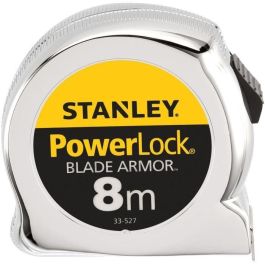 Stanley 0-33-527 Flexómetro Powerlock Blade Armor de 8m x 25mm, cinta métrica retráctil resistente para mediciones precisas.