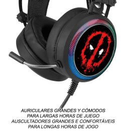 ERT GROUP Auriculares Gaming Deadpool Marvel Sonido Envolvente Virtual 7.1 Luz LED Micrófono Flexible USB Jack
