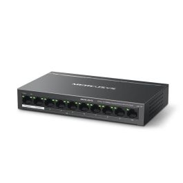 Mercusys MS110P Switch Gestionado Fast Ethernet 10/100 Mbps 10 Puertos RJ45 PoE con Full Duplex, Montaje en Pared, Color Negro
