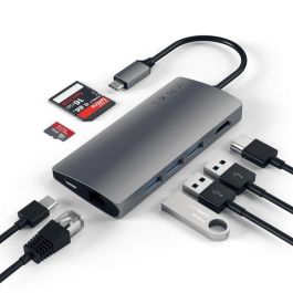 Satechi V2 Adaptador Multi-Puerto USB-C con Ethernet Gigabit, HDMI 4K, Lector Micro SD, Carga PD 49W - Aluminio para MacBook Pro