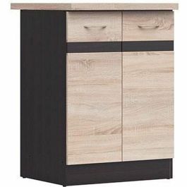 JUNONA Cocina Gabinete bajo de 60 cm - 2 puertas - Totada de trabajo - Chene Sonoma