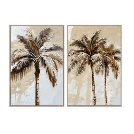 Cuadro Home ESPRIT Marrón Beige Dorado Poliestireno Lienzo Palmeras Tropical (2 Unidades) Precio: 137.50000044. SKU: B1EMCGKXAT