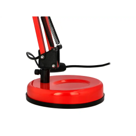 Q-connect Lámpara de Escritorio Polaris Metálica con Interruptor Brazo Doble 3 Articulaciones Color Rojo