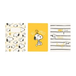 ERIK Set 3 Cuadernos A6 Lazy Days Snoopy Tapa Blanda Diseños Variados Interior Rayado Bullet Liso 32 Hojas