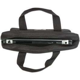 MANHATTAN Maletín para portátil "London" Bandolera para 14.1" Negro - Poliéster con Asa y Tirante para Hombro