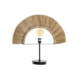 DKD Home Decor Lámpara Sobremesa Colonial Yute Hierro Natural Negro 17 x 52 x 57 cm