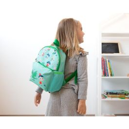 KioKids Mochila Escolar Verde 4.6L de Poliéster para Colegio/Guardería +0 Meses con 2 Bolsillos y Asa Ajustable