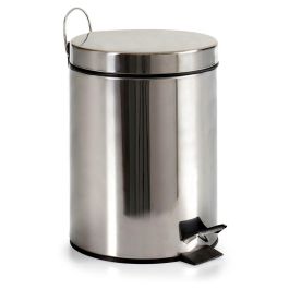 Berilo Papelera de Acero Inoxidable con Pedal, 5 L, Cubo Extraíble, Plata, 25 cm x 28 cm x 20.5 cm (4 Unidades)