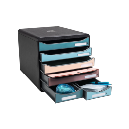 Exacompta Fichero Cajones Sobremesa Skandi DIN A4+ Polipropileno Reciclado 6 Cajones Colores Surtidos