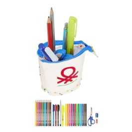 Estuche Escolar con Accesorios Benetton Topitos Blanco (8 x 19 x 6 cm) (32 Piezas)