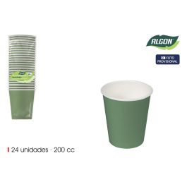 Inde Set de 24 Vasos de Cartón Verde 200 cc (18 Unidades)