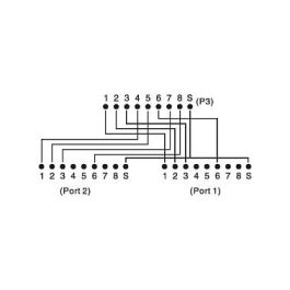 Digitus CAT 5e Adaptador de Cable de Parche Blindado, 2x RJ45 Hembra a 1x RJ45 Macho, 0.19 m