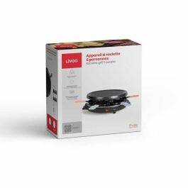 Livoo DOC207P Raclette para 6 personas, 800W con grill extraíble, 6 espátulas y 6 ollas para fondue