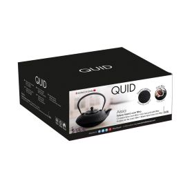 Quid Tetera de Hierro Aissa 80 cL Negra con Filtro Acero Inoxidable y relieve, Apta Inducción Gas Vitrocerámica