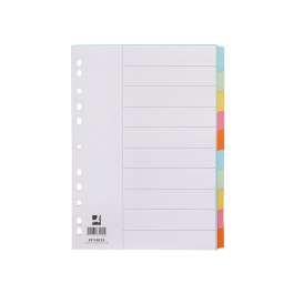 Q-connect Separadores DIN A4 Multitaladro Cartulina, Juego de 10 Unidades, Pestañas Colores Pastel