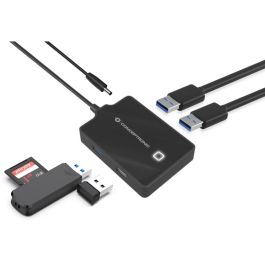 Conceptronic Hubbies10B Concentrador USB 3.0 / 2.0 de 4 Puertos Alta Velocidad 5 Gb/s con Cable de 90cm Plug and Play Negro
