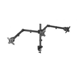 Aisens Soporte de Mesa Giratorio e Inclinable para 3 Monitores 13"-27", 2 Brazos, 3 Pivotes, VESA 75x75/100x100mm, Carga Máx. 7kg, Negro
