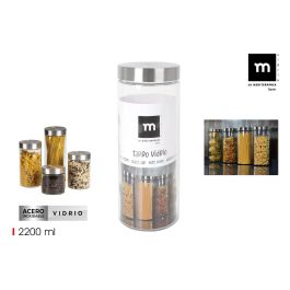 Anna Tarro de Vidrio con Tapa de Acero 2.20 Lt. - Medidas 11x11x27 cm (12 Unidades) Precio: 29.49999965. SKU: S2210012