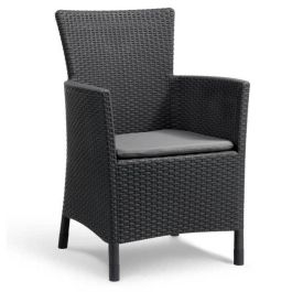 ALLIBERT by KETER Sillón de Jardín para Exterior IOWA Graphite Resina Trenzada Imitación Ratán con Cojín Gris de Poliéster 62x60x89 cm Precio: 78.49999993. SKU: S7167842