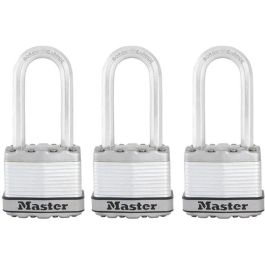 MASTER LOCK Candado de alta seguridad [Operado con llave] [Acero laminado] [Exterior] [Grillete en L] [Paquete de 3] M1EURTRILH