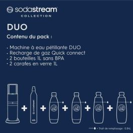 SODASTREAM DUOBICB - Máquina DUO blanca Pack 4 botellas (2 decantadores DUO + 2 Fusible LV) + 1 cilindro de intercambio CQC SODASTREAM DUOBICB - Máquina DUO blanca Pack 4 botellas (2 decantadores DUO + 2 Fusible LV) + 1 cilindro de intercambio CQC
