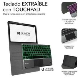 Subblim SUBKT4-BTPI02 Funda con Teclado KeyTab Pro BT para iPad 10.9" 10a Gen, Retroiluminado, Touchpad, Negro, QWERTY Español, Antigolpes, Ranura Apple Pencil