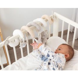 KioKids Peluche Espiral Elefante Gris y Beige con Sonajero y Mordedor para Bebé +0 Meses