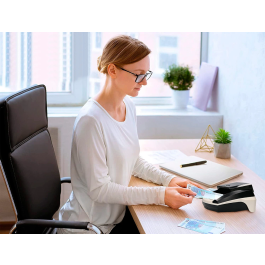 Q-connect Detector y Contador de Billetes Falsos con Cargador Eléctrico y Puerto USB para Actualización de Divisas