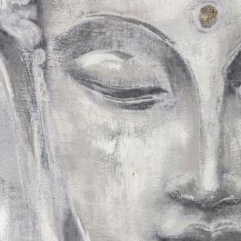 DKD Home Decor Cuadro Oriental Gris Plateado 2.4 x 100 x 100 cm Pintado a Mano con Buda (2 Unidades)
