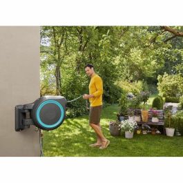 Gardena Enrollador de manguera automático de pared RollUp L 30 m con borde blanco