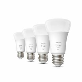 Philips Hue White, Bulbo LED conectado E27, 60W equivalente, 800 lumen, Bluetooth Compatible, 4 paquete