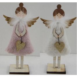 DKD Home Decor Figura Navidad Angel Madera Lana Blanco Rosa Palo Dorado 4 x 19 x 9.5 cm (12 Unidades) Precio: 26.8899994. SKU: B14WWR4NTF