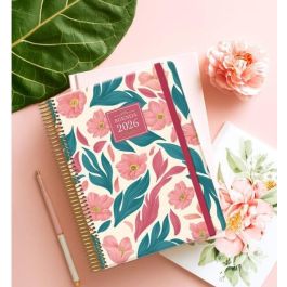 Dohe 13249 - 26 Agenda Charm Espiral 2026 Día Página, 15 x 21 cm, Gala, Diseño Floral