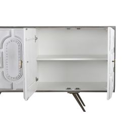 DKD Home Decor Buffet Blanco Dorado Madera Mango y Metal, 152x43x84 cm, 4 Puertas, 2 Estanterías, Hecho a Mano y Desmontable