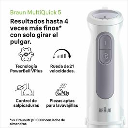 Braun MultiQuick 5 MQ 50001 M Batidora de inmersión 1000W, 21 Velocidades, Acero Inoxidable, Vaso, Sin BPA Gris/Blanco