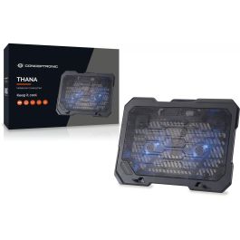 Conceptronic Base Refrigeración Portátiles hasta 15.6" con 2 Ventiladores Ultrasilenciosos, Ajuste de Altura, Antideslizante, Alimentación USB