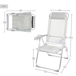 Aktive Silla Reclinable de Camping de Aluminio y Textileno - Medidas: 44x55x101 cm