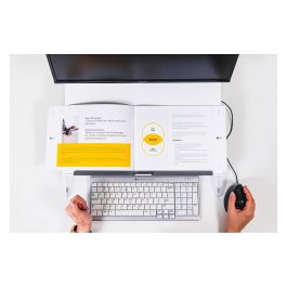 BakkerElkhuizen 630N Soporte para documentos FlexDesk con ajuste de altura, Transparente, Blanco, 110 - 180 mm