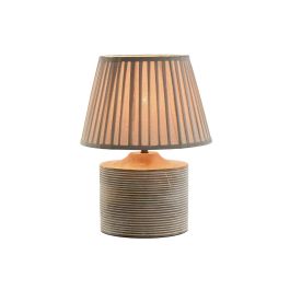 DKD Home Decor Lámpara de Sobremesa Tradicional con Base de Mango y Plafón de Algodón Natural, E27 50W, 30x30x41 cm