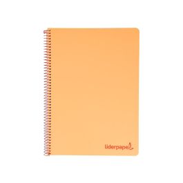 Cuaderno Espiral Liderpapel A4 Wonder Tapa Plastico 80H 90 gr Cuadro 4 mm Con Margen Color Naranja 5 unidades