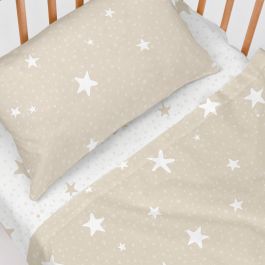 Juego de Sábanas HappyFriday Basic Kids Little star Beige Cuna de Bebé 2 Piezas